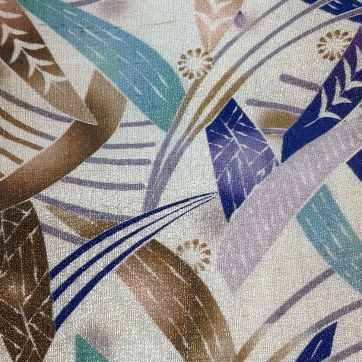 【美品】半幅帯 優品 葉柄 花 灰茶 綿 【中古】