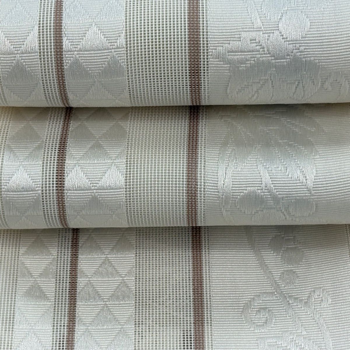 半幅帯 名品 葡萄 鱗 クリーム 正絹 【中古】