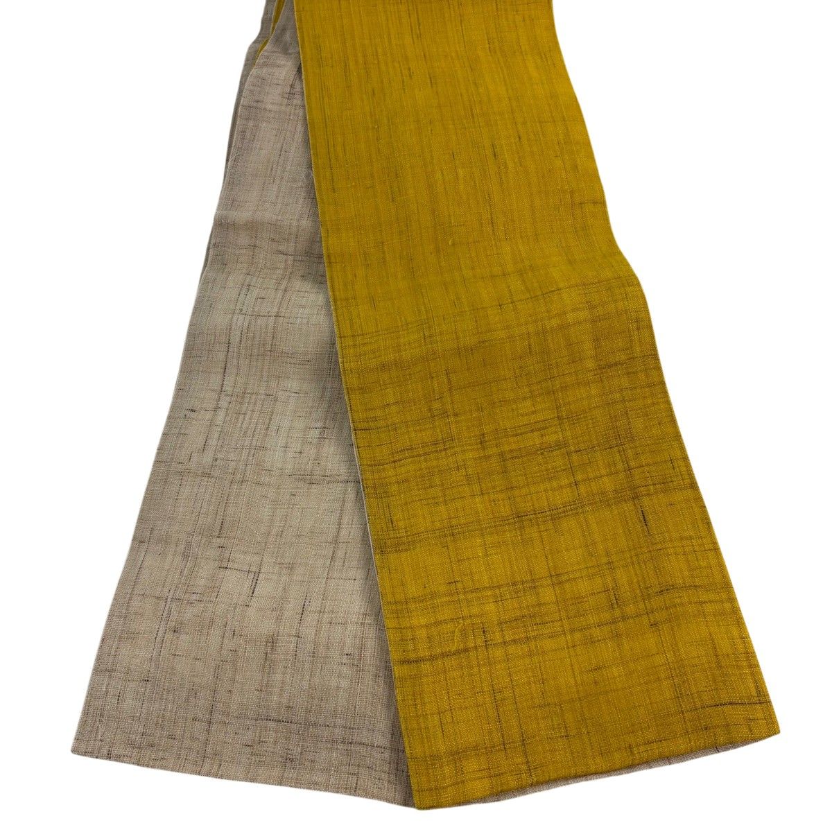 半幅帯 優品 夏帯 山吹色 麻 【中古】