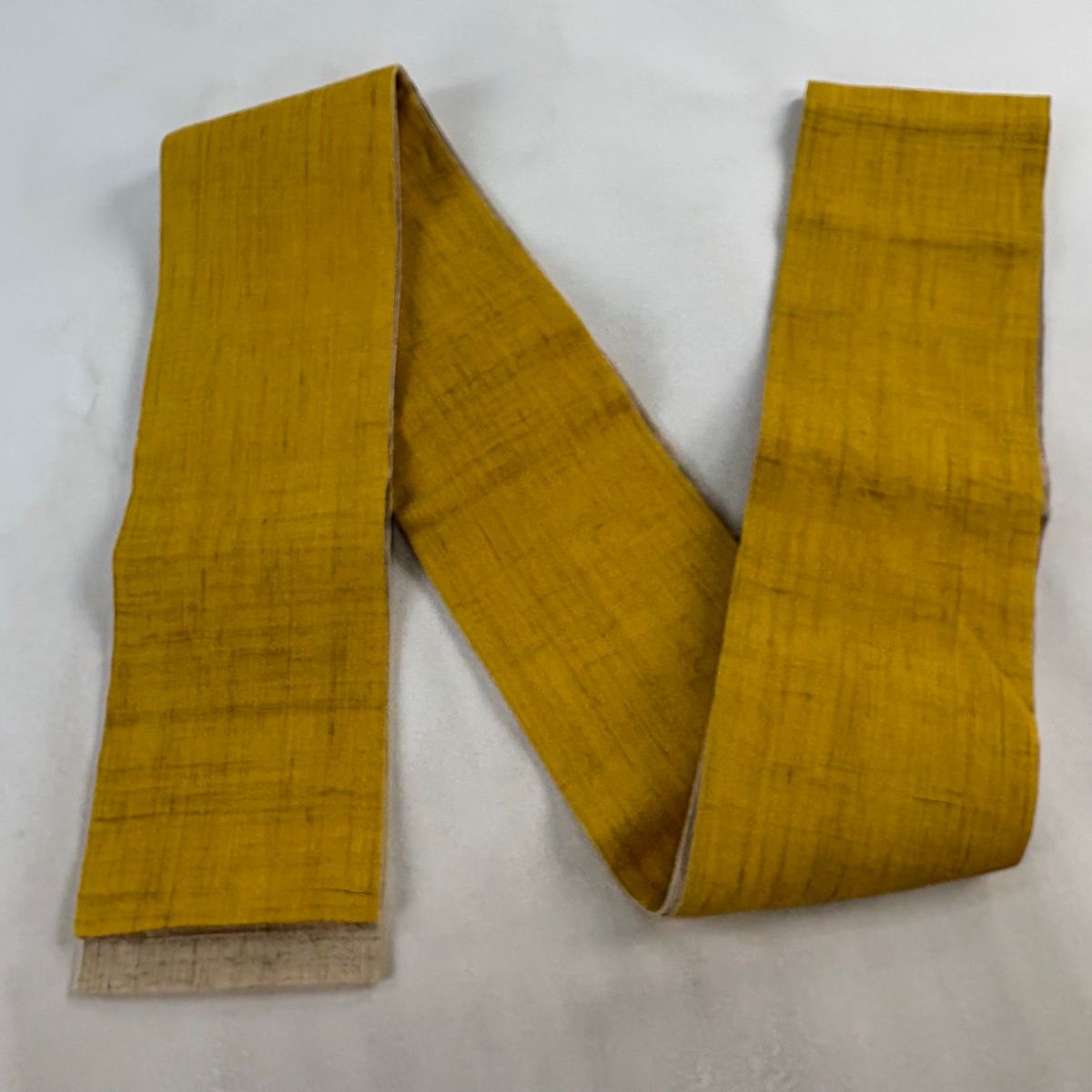 半幅帯 優品 夏帯 山吹色 麻 【中古】 半幅帯 優品 夏帯 山吹色 麻 【中古】