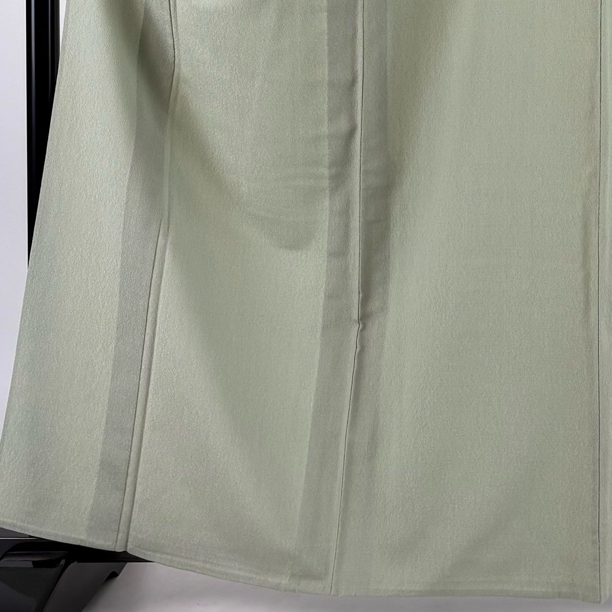 紬 身丈162cm 裄丈67cm M 単衣 証紙 薄緑 正絹 逸品 【中古】