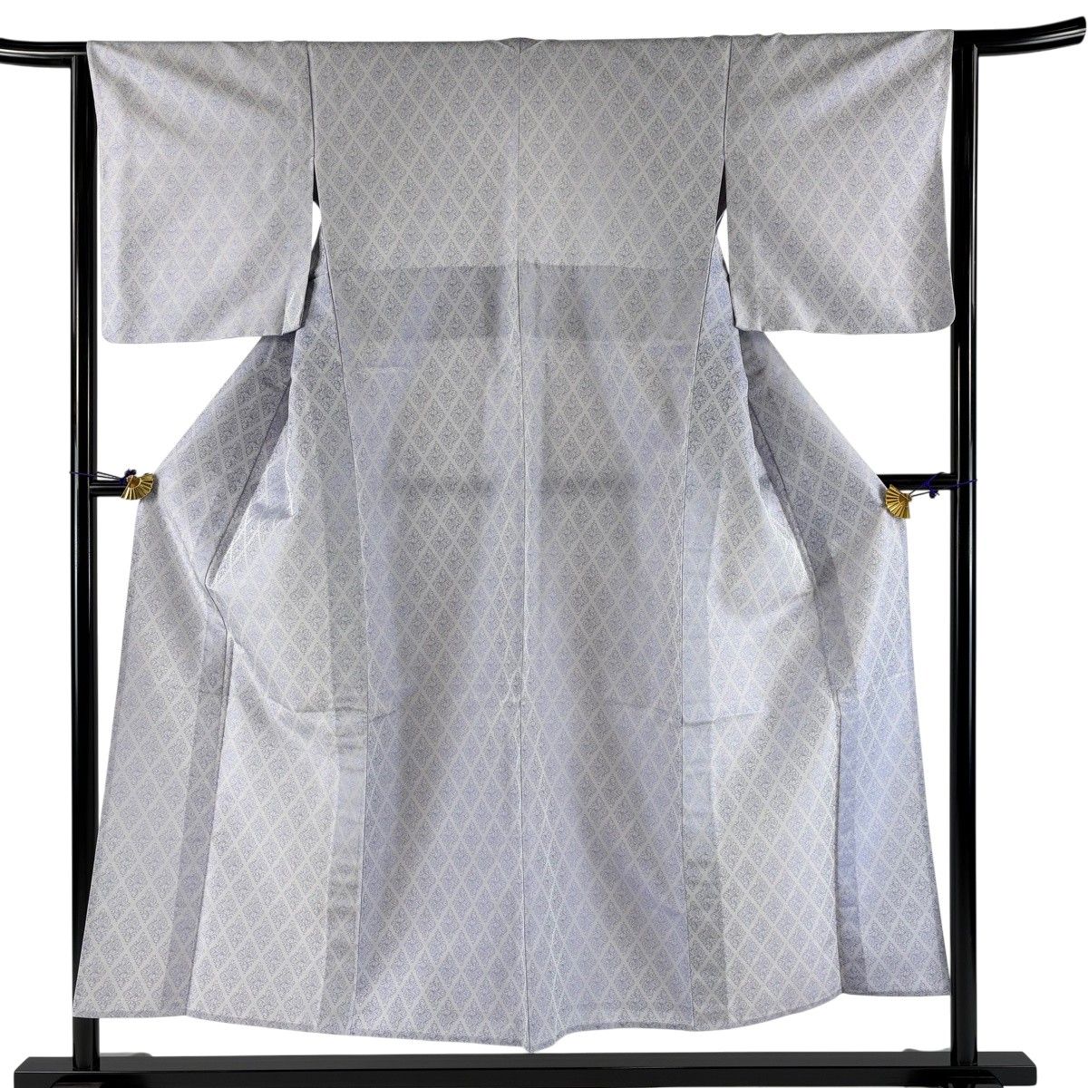 【美品】 付下げ 身丈151.5cm 裄丈63cm S 単衣 菱 幾何学 薄紫 正絹 逸品 【中古】