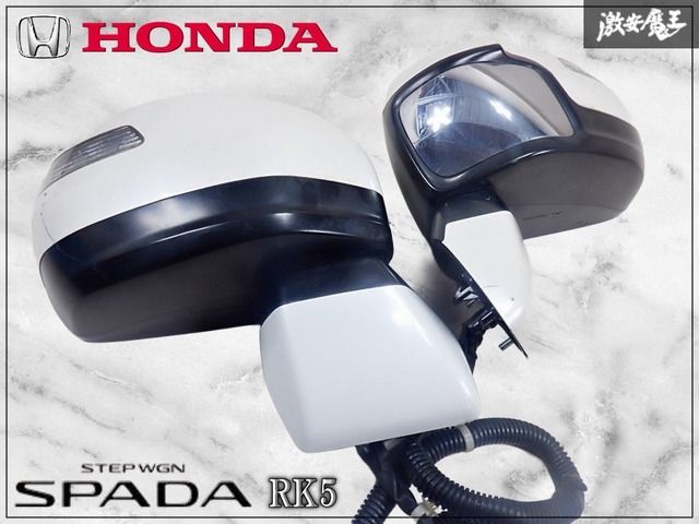 ホンダ純正 RK5 ステップワゴン スパーダ ノーマル ウインカー ドアミラー サイドミラー 左右 パールホワイト系 10P ブルーレンズ