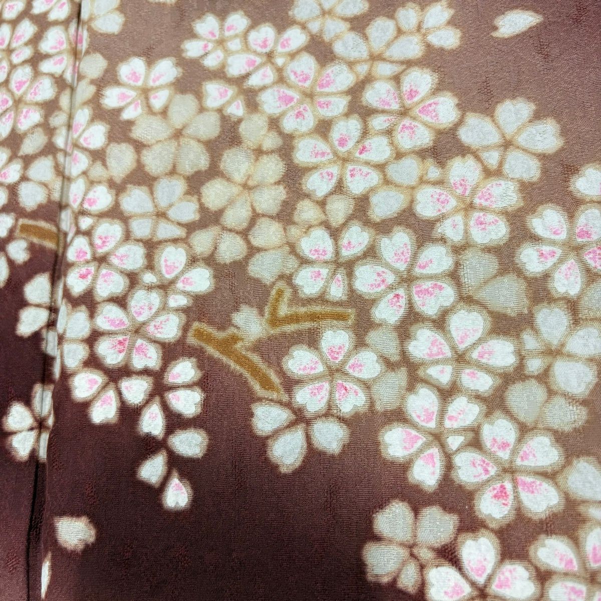 【美品】 訪問着 身丈158.5cm 裄丈67.5cm L 袷 ほていや 桜 地紋 ぼかし 小豆色 正絹 名品 【中古】
