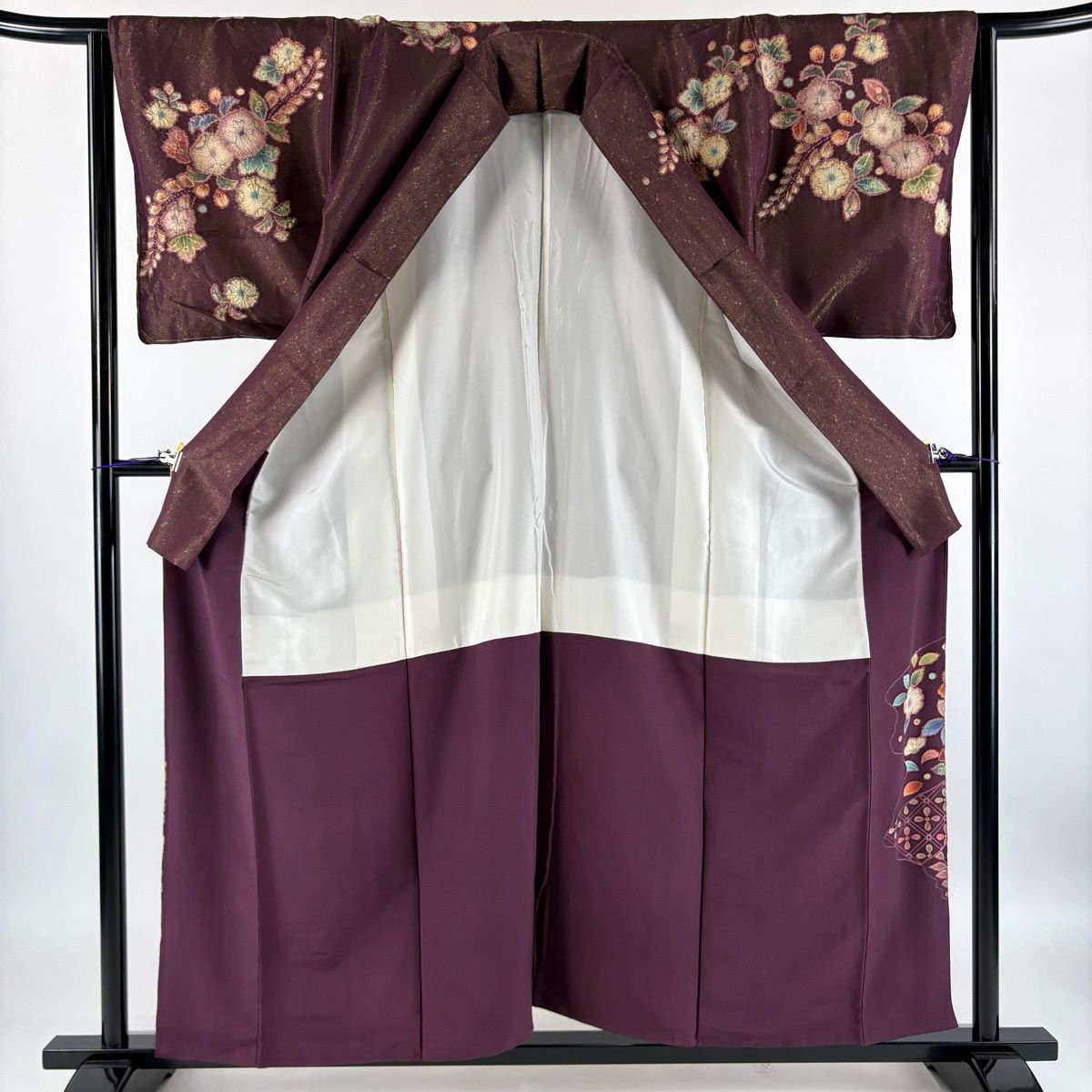 【美品】 訪問着 身丈159cm 裄丈63cm S 袷 落款 辻が花 金通し 茶紫 正絹 名品 【中古】 【美品】 訪問着 身丈159cm 裄丈63cm S 袷 落款 辻が花 金通し 茶紫 正絹 名品 【中古】