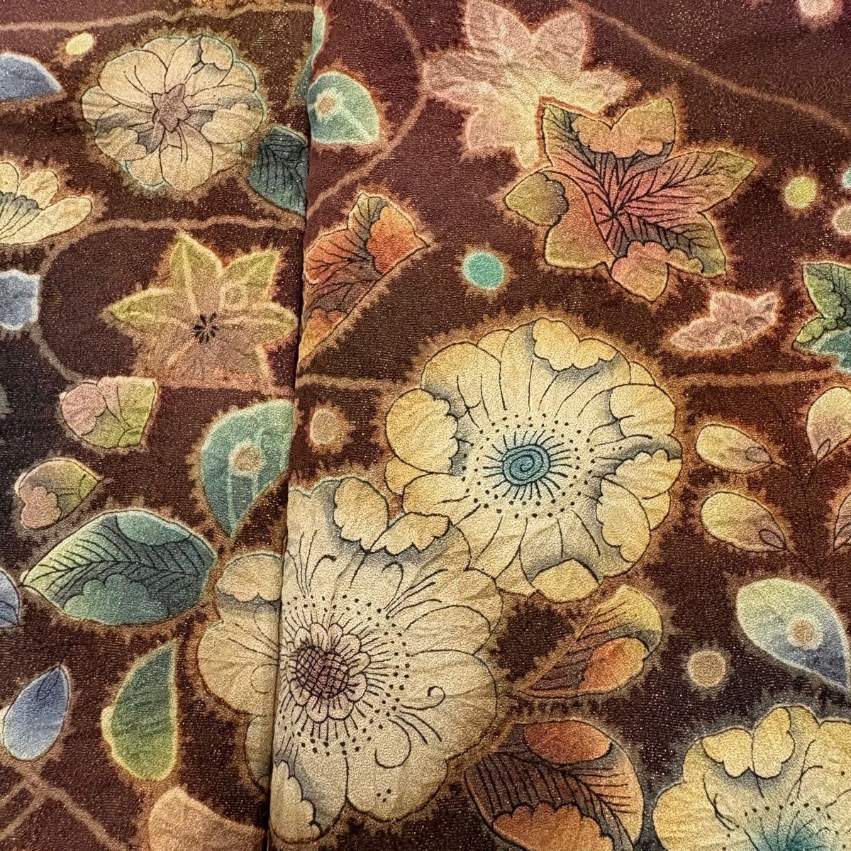 【美品】 訪問着 身丈159cm 裄丈63cm S 袷 落款 辻が花 金通し 茶紫 正絹 名品 【中古】 【美品】 訪問着 身丈159cm 裄丈63cm S 袷 落款 辻が花 金通し 茶紫 正絹 名品 【中古】