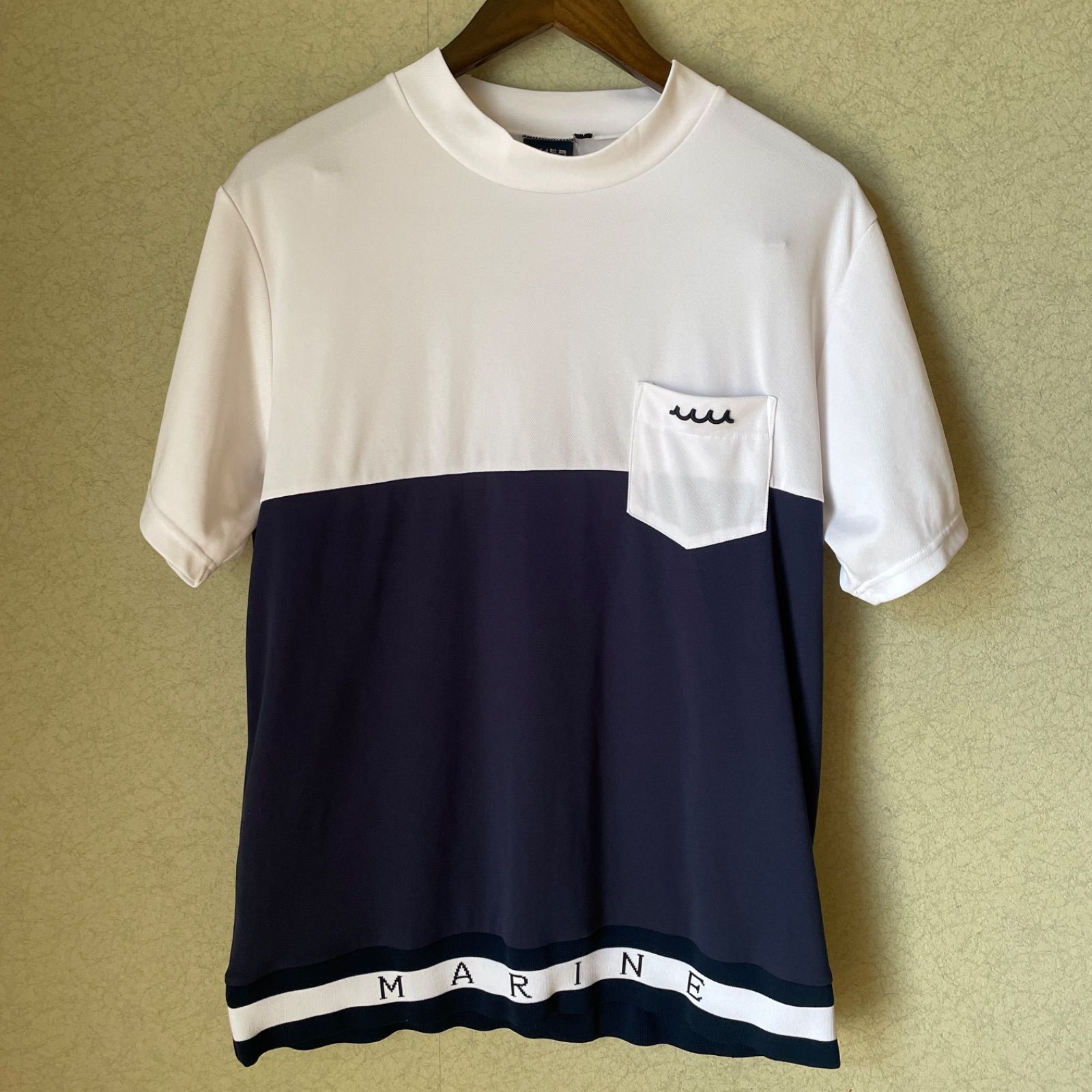 【即購入の場合はお値段交渉OK】ムータマリン 半袖Tシャツ 7 XL相当 ホワイト ネイビー muta 美品　モックネック　muta marine