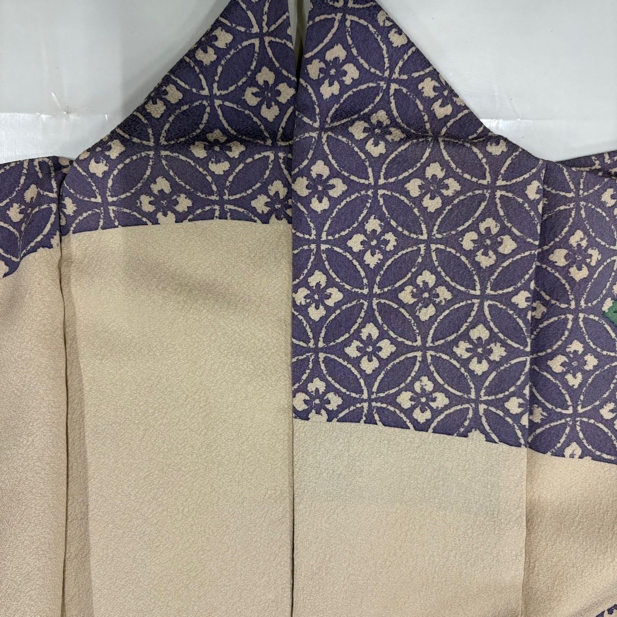 訪問着 身丈163cm 裄丈67cm M 袷 大久保玄才 落款 楓 七宝 ベージュ 正絹 名品 【中古】 訪問着 身丈163cm 裄丈67cm M 袷 大久保玄才 落款 楓 七宝 ベージュ 正絹 名品 【中古】