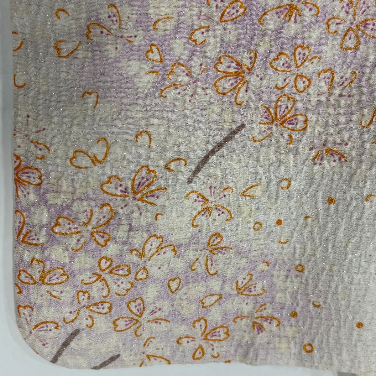 訪問着 身丈156cm 裄丈67.5cm L 袷 桜 銀通し 箔 クリーム 正絹 名品 【中古】
