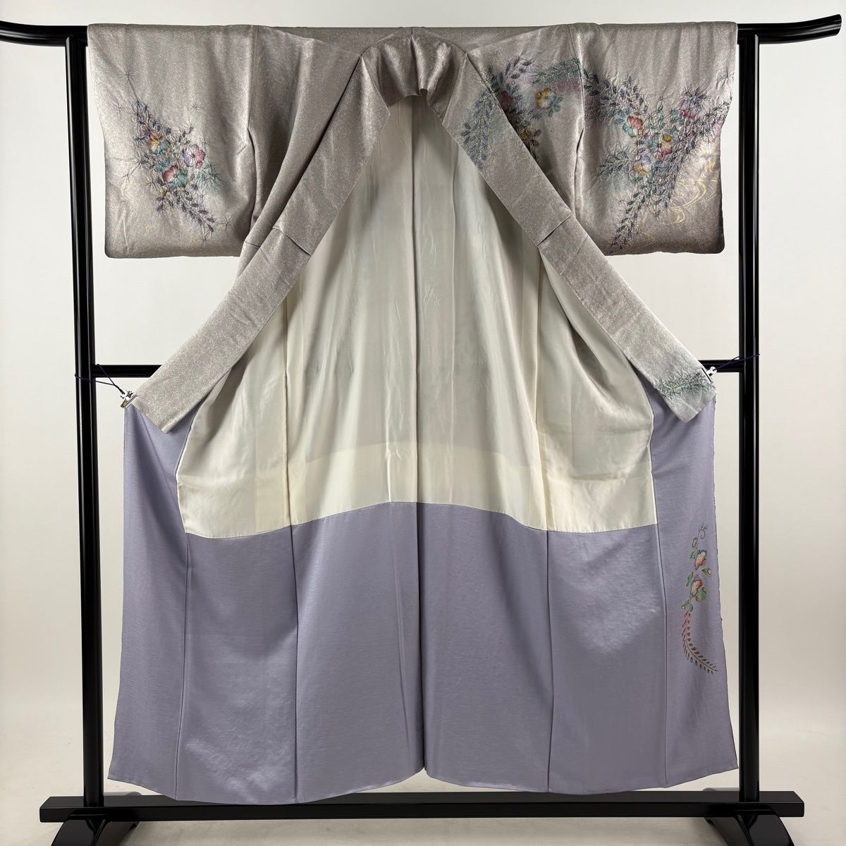 訪問着 身丈154cm 裄丈62cm S 袷 辻が花 金彩 ぼかし 灰紫 正絹 秀品 【中古】 訪問着 身丈154cm 裄丈62cm S 袷 辻が花 金彩 ぼかし 灰紫 正絹 秀品 【中古】