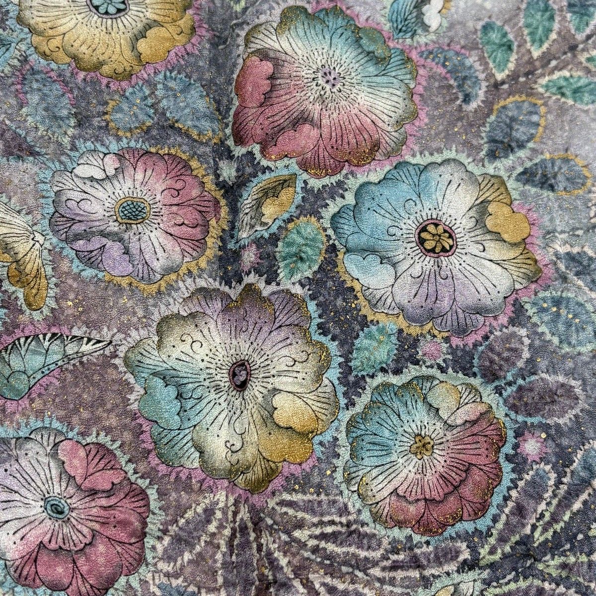 訪問着 身丈154cm 裄丈62cm S 袷 辻が花 金彩 ぼかし 灰紫 正絹 秀品 【中古】 訪問着 身丈154cm 裄丈62cm S 袷 辻が花 金彩 ぼかし 灰紫 正絹 秀品 【中古】