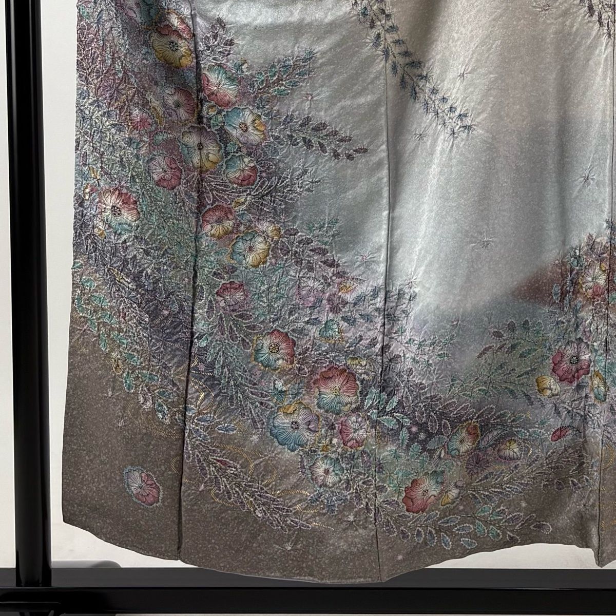 訪問着 身丈154cm 裄丈62cm S 袷 辻が花 金彩 ぼかし 灰紫 正絹 秀品 【中古】 訪問着 身丈154cm 裄丈62cm S 袷 辻が花 金彩 ぼかし 灰紫 正絹 秀品 【中古】