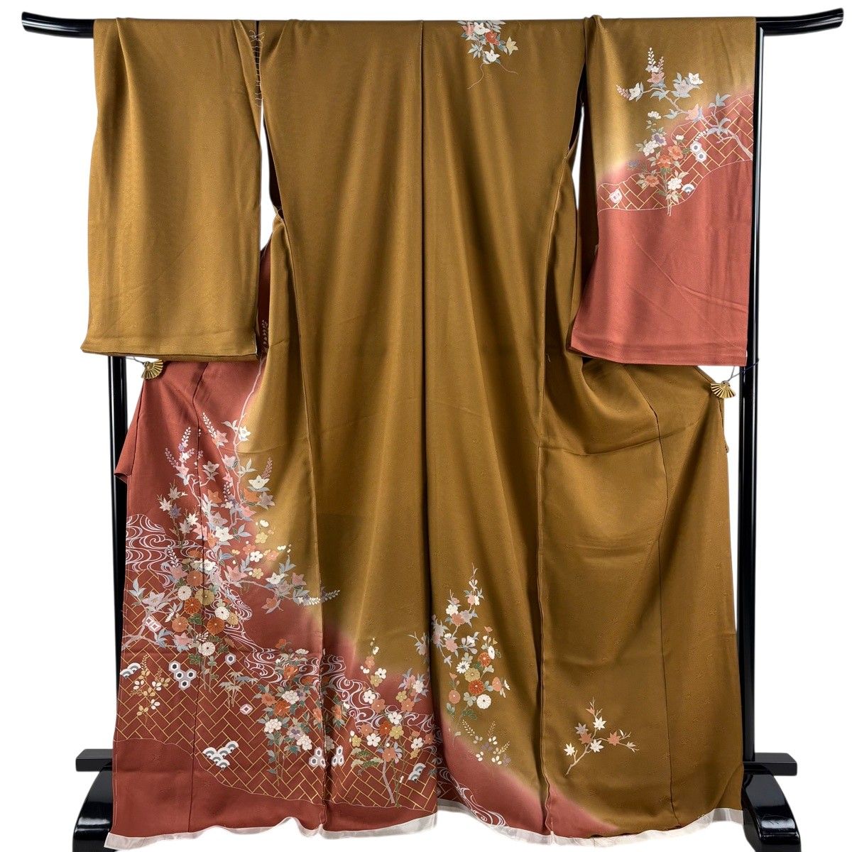 美品】 訪問着 身丈172cm 裄丈69cm 未仕立て 仮絵羽 菊 橘 金彩