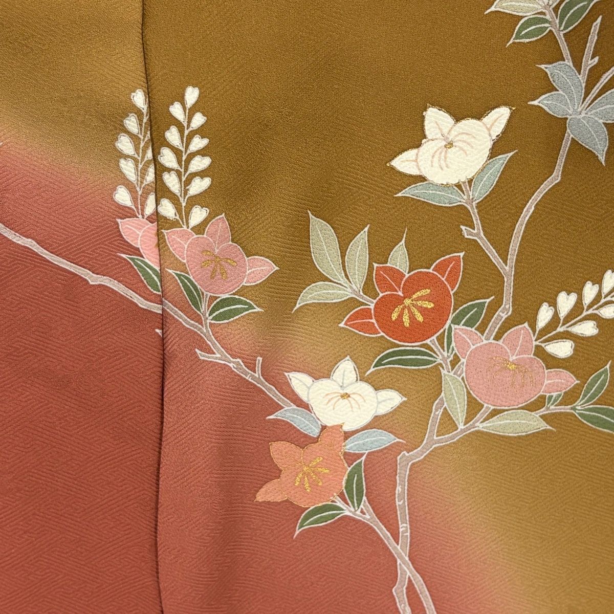 美品】 訪問着 身丈172cm 裄丈69cm 未仕立て 仮絵羽 菊 橘 金彩