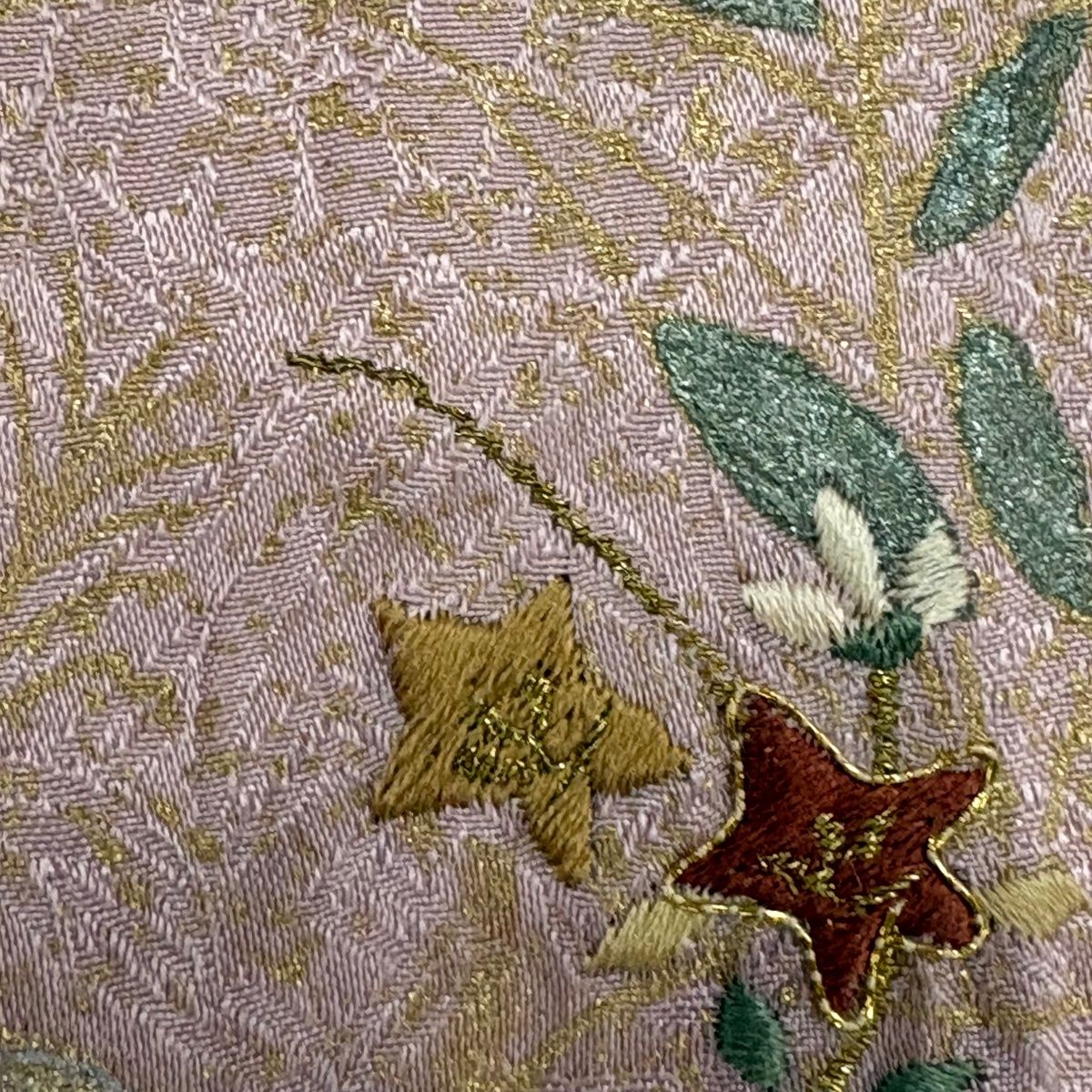 訪問着 身丈153.5cm 裄丈65cm M 袷 やまと 菊 竹 総絞り 刺繍 薄ピンク 正絹 秀品 【中古】