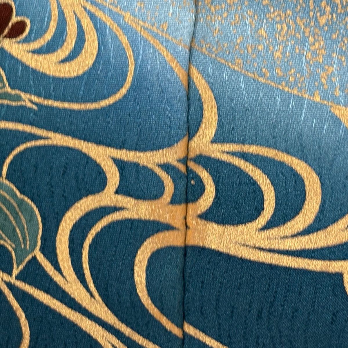 訪問着 身丈160.5cm 裄丈61cm S 袷 落款 花鳥 流水 金彩 ぼかし 青灰色 正絹 秀品 【中古】