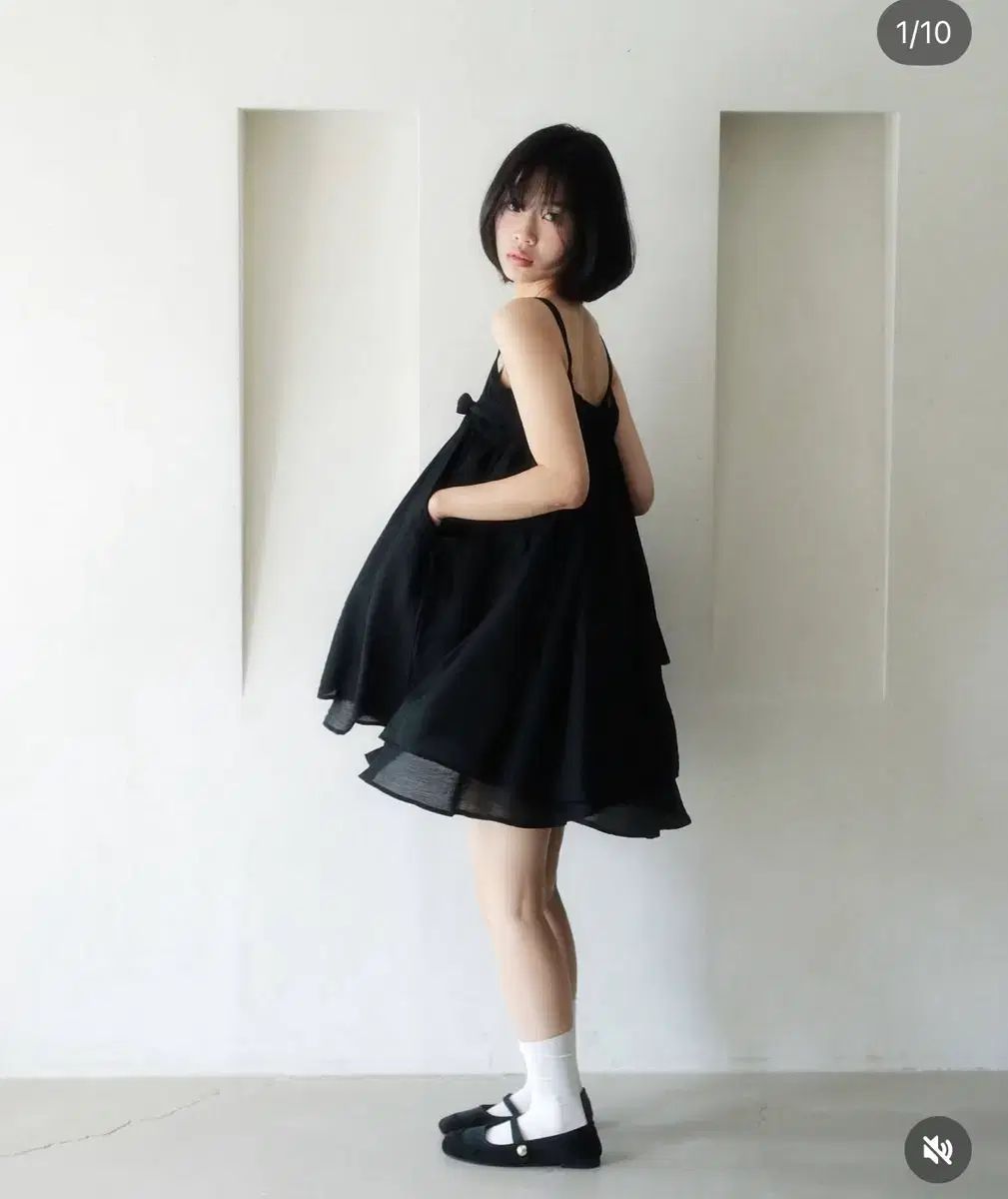 ハン(HAN) チュール チューリップ ショルダー スカート - black