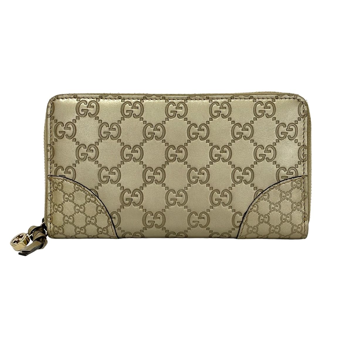 GUCCI(グッチ) 長財布美品 - 323397 ゴールド ラウンドファスナー レザー