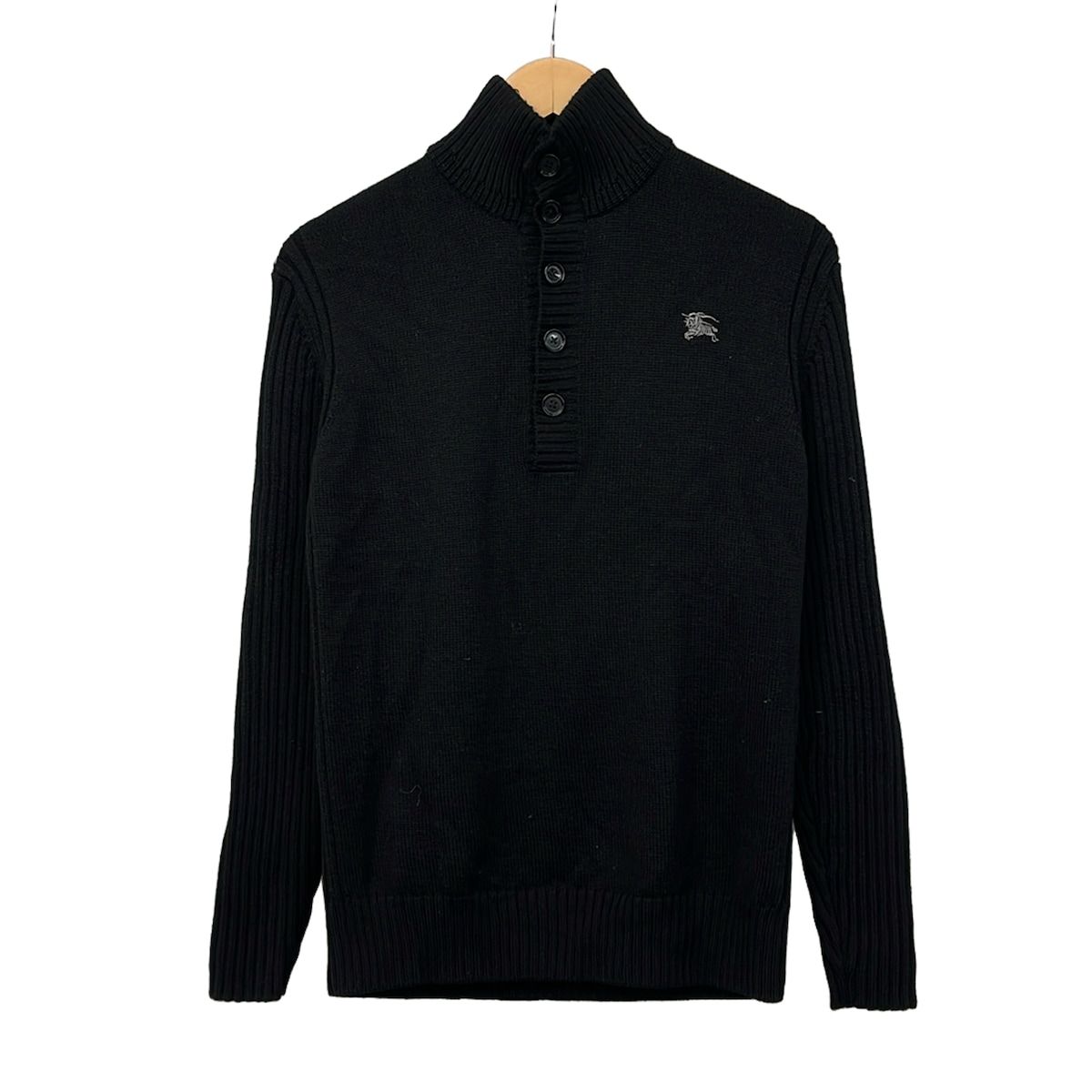 Burberry Black Label(バーバリーブラックレーベル) 長袖セーター サイズ3 L レディース - 黒 ハーフボタン/ハイネック/秋