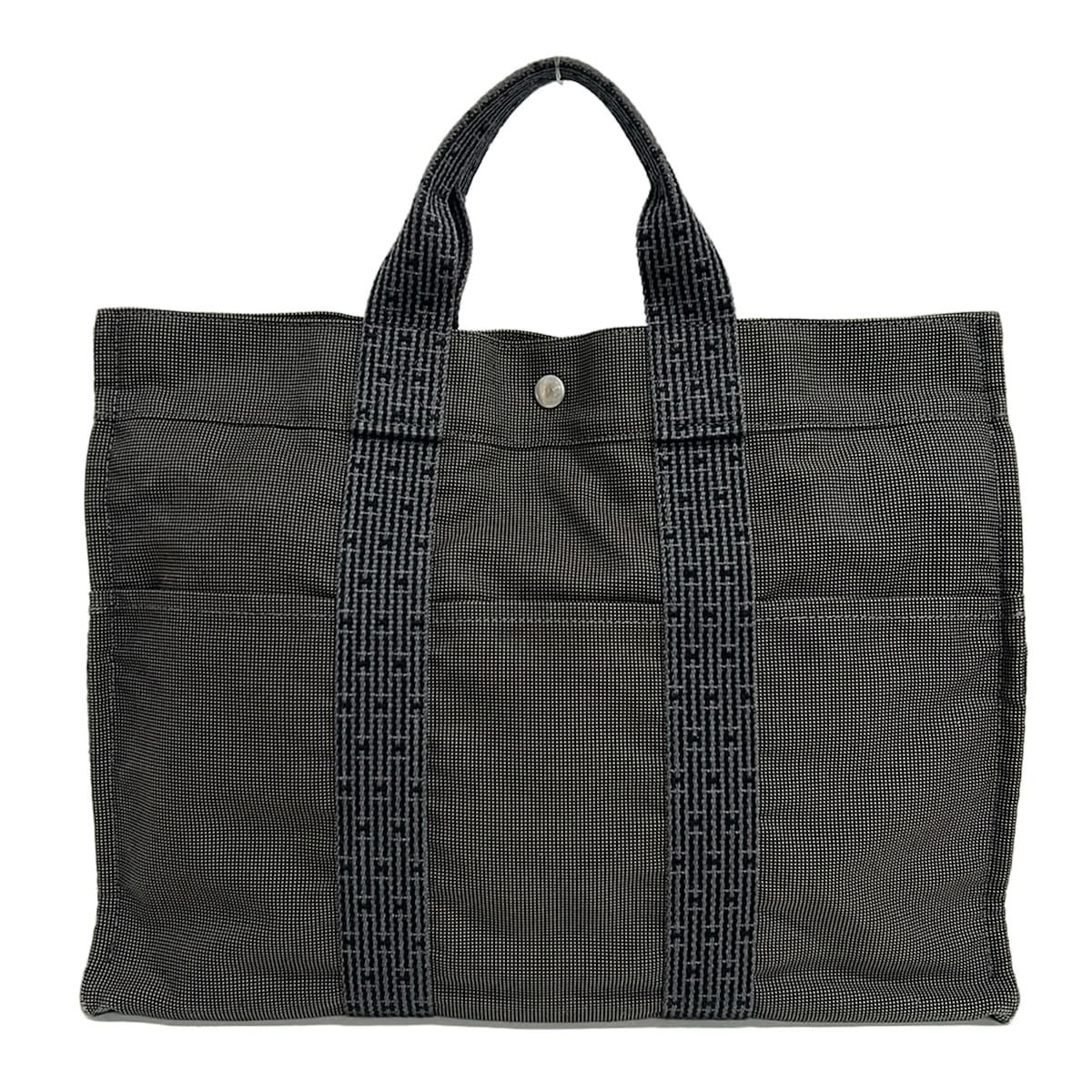HERMES(エルメス) トートバッグ エールライントートMM グレー×黒 旧型金具