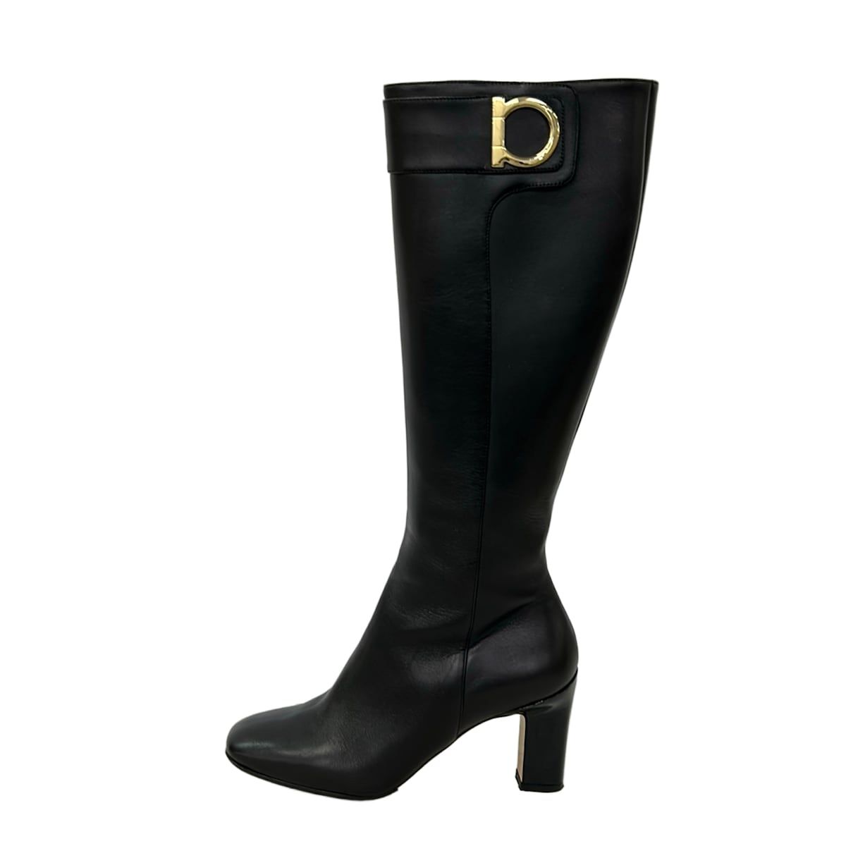 FERRAGAMO/SalvatoreFerragamo(サルバトーレフェラガモ) ロングブーツ 5 1/2 D レディース ガンチーニ 黒 5ハーフ レザー