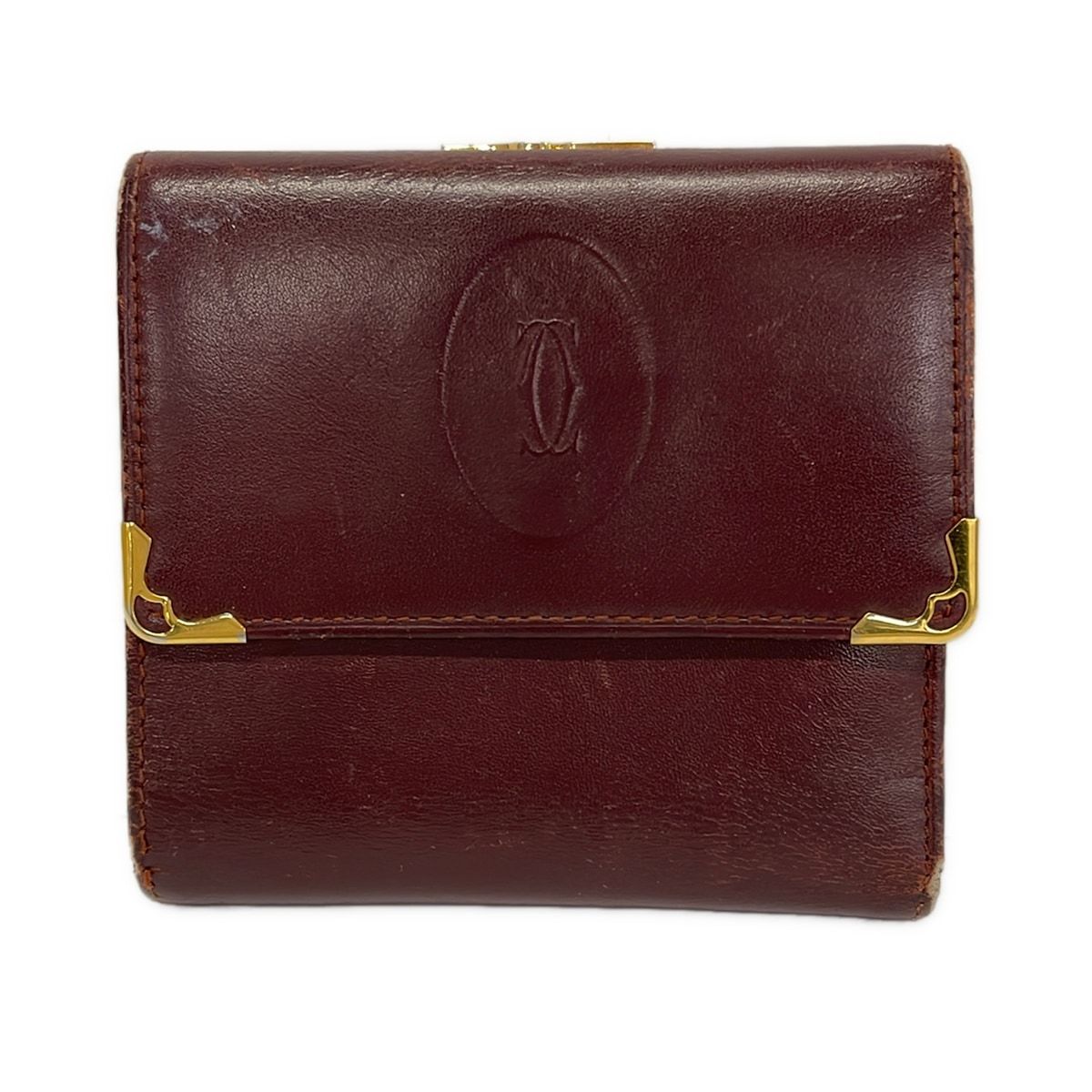 Cartier(カルティエ) 3つ折り財布 マストライン ボルドー がま口 レザー