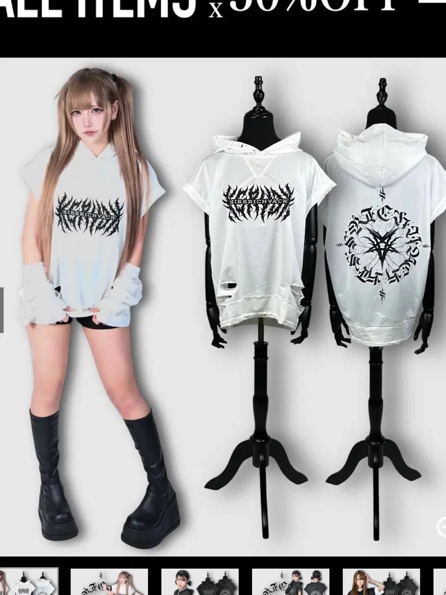 Kryclothing ダメージ半袖ジャージ フーディー サブカルチャー サブカル パンク 地雷系