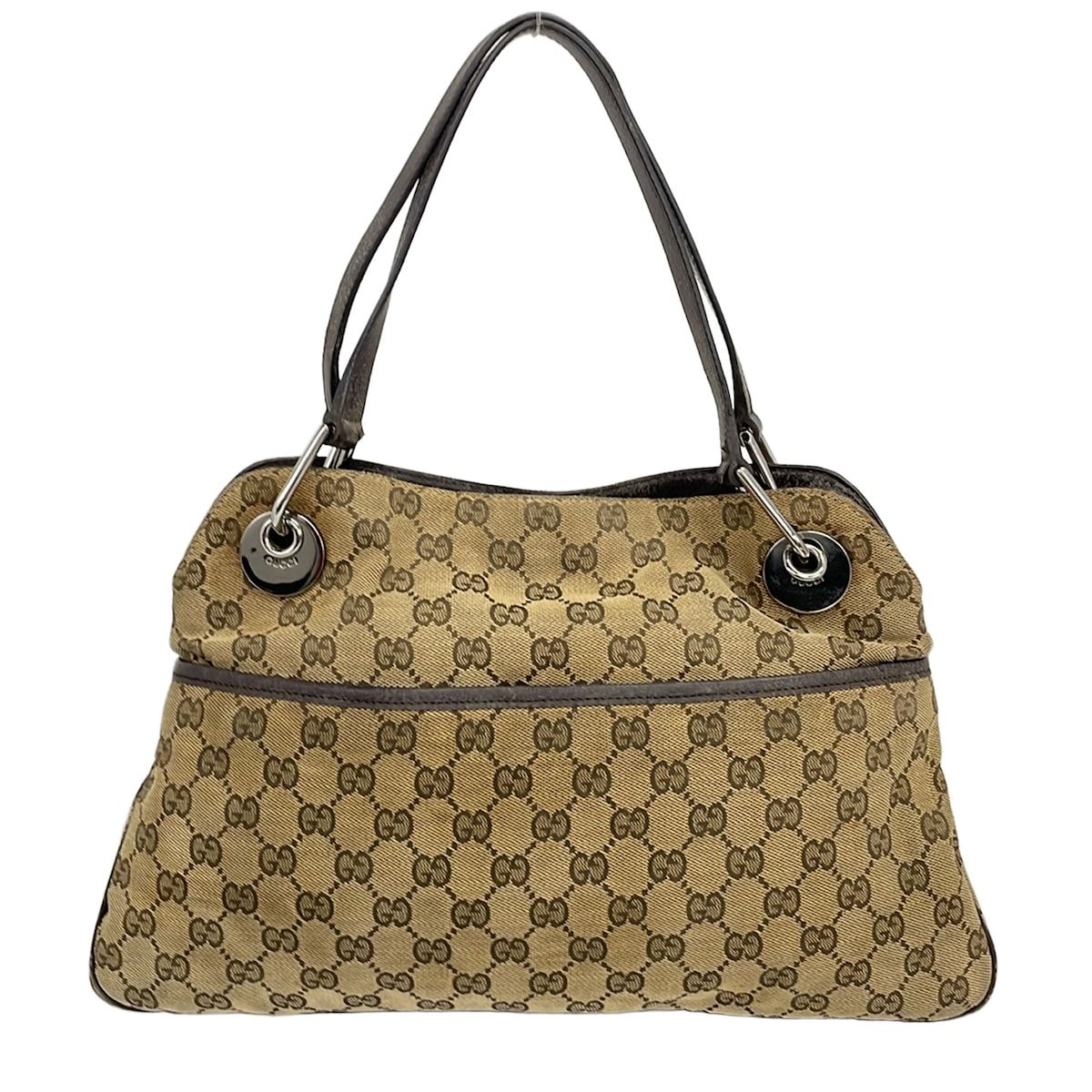 GUCCI(グッチ) トートバッグ エクリプス 121023 ベージュ×ブラウン レザー