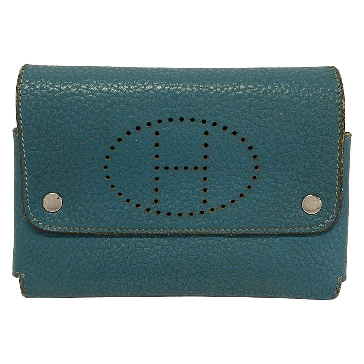 HERMES(エルメス) カードケース エブリン エテュイ カルトGM ブルージーン シルバー金具/トランプケース