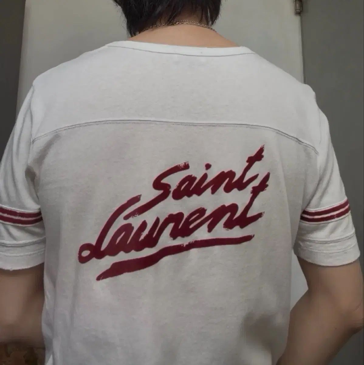 Saint Laurent サンローランダメージ加工半袖Tシャツ XS