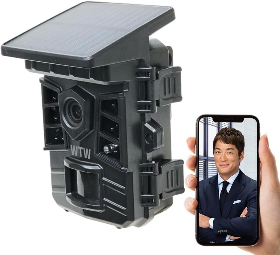 WTW 塚本無線 トレイルカメラ 防犯カメラ 熊 害獣 監視カメラ 静止画4800万画素 動画200万画素 MicroSD 256GB対応 APモード ソーラーパネル一体型 スマホ対応 夜間撮影 乾電池 防水 簡単設置 電源不要 WTW-TCS36AP