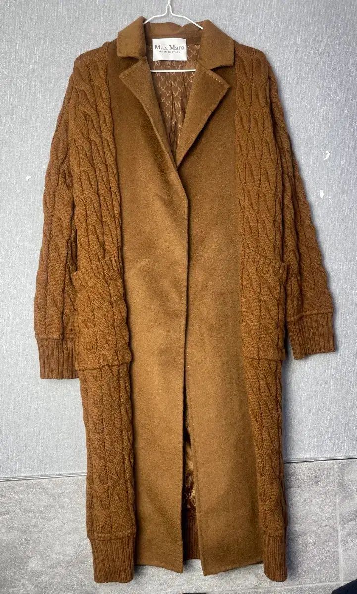 MAX MARA マックスマーラ キャメル COLOR ニット ミックス ケーブル編み コート