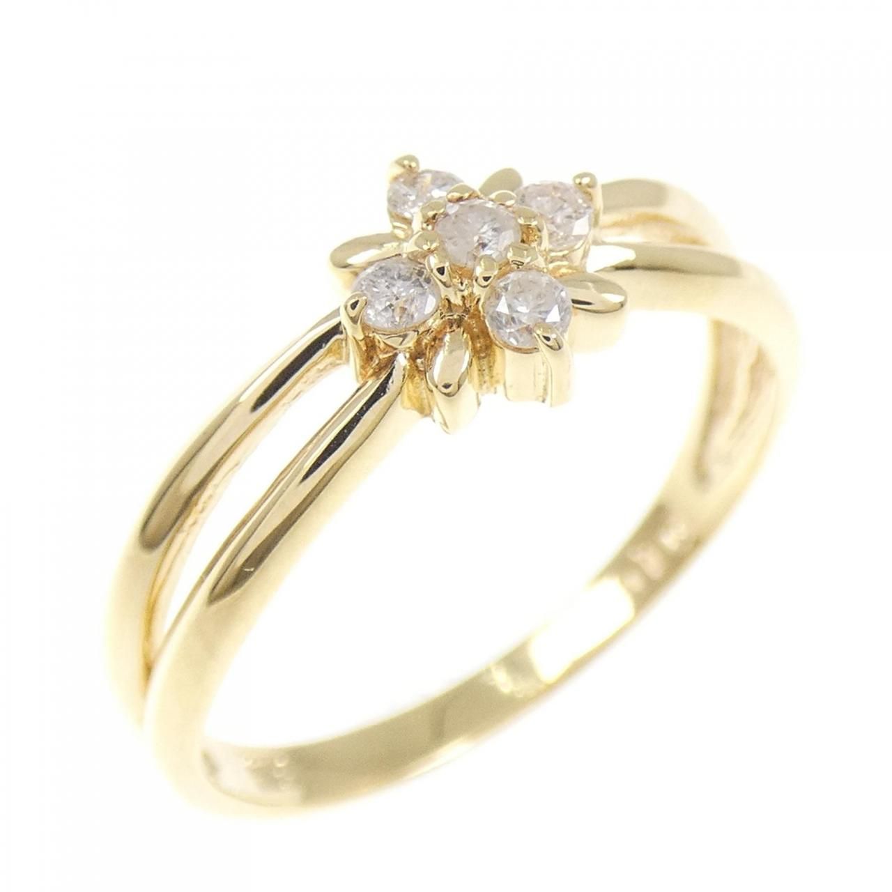 K18YG フラワー ダイヤモンド リング 0.10CT