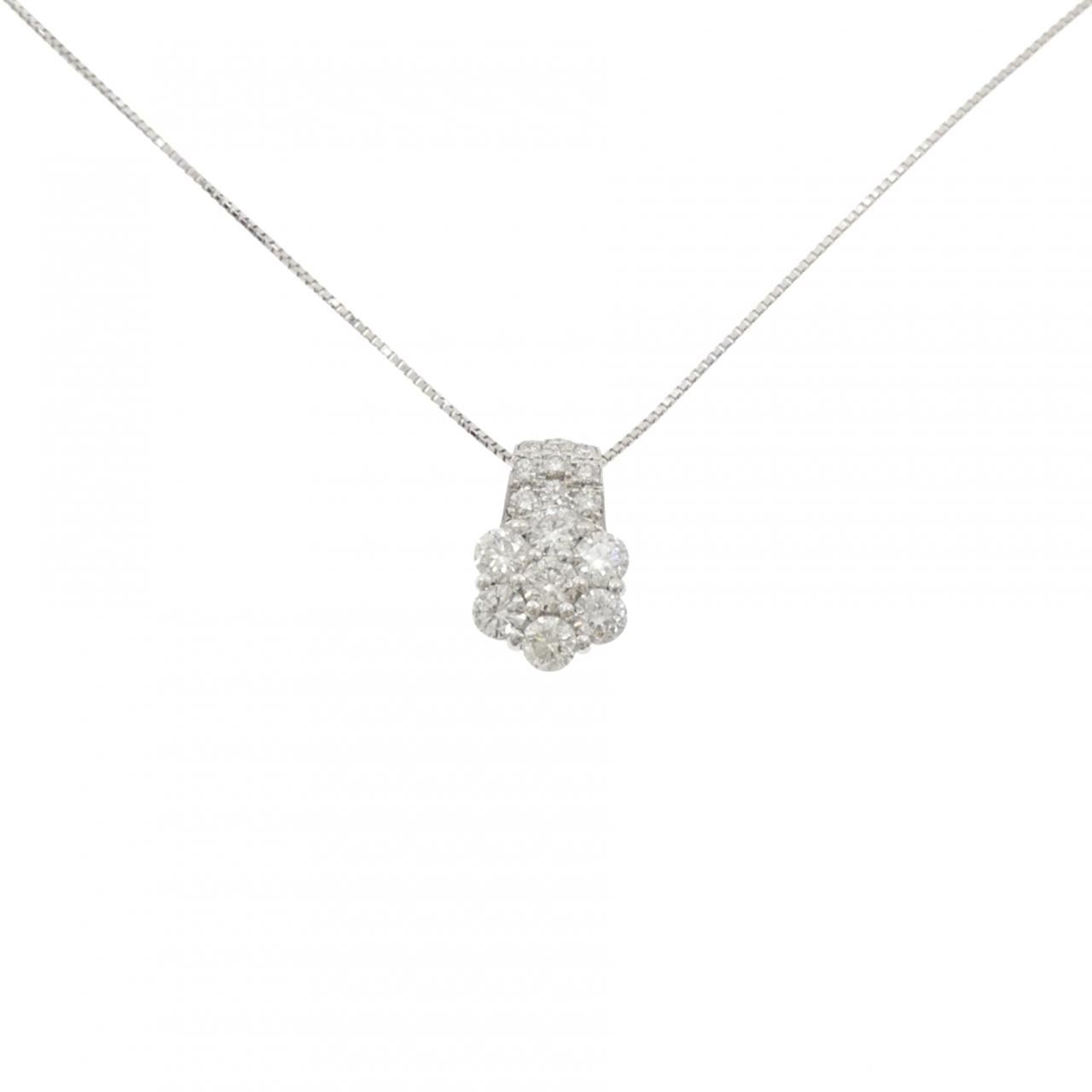 PT900/PT850 フラワー ダイヤモンド ネックレス 1.00CT