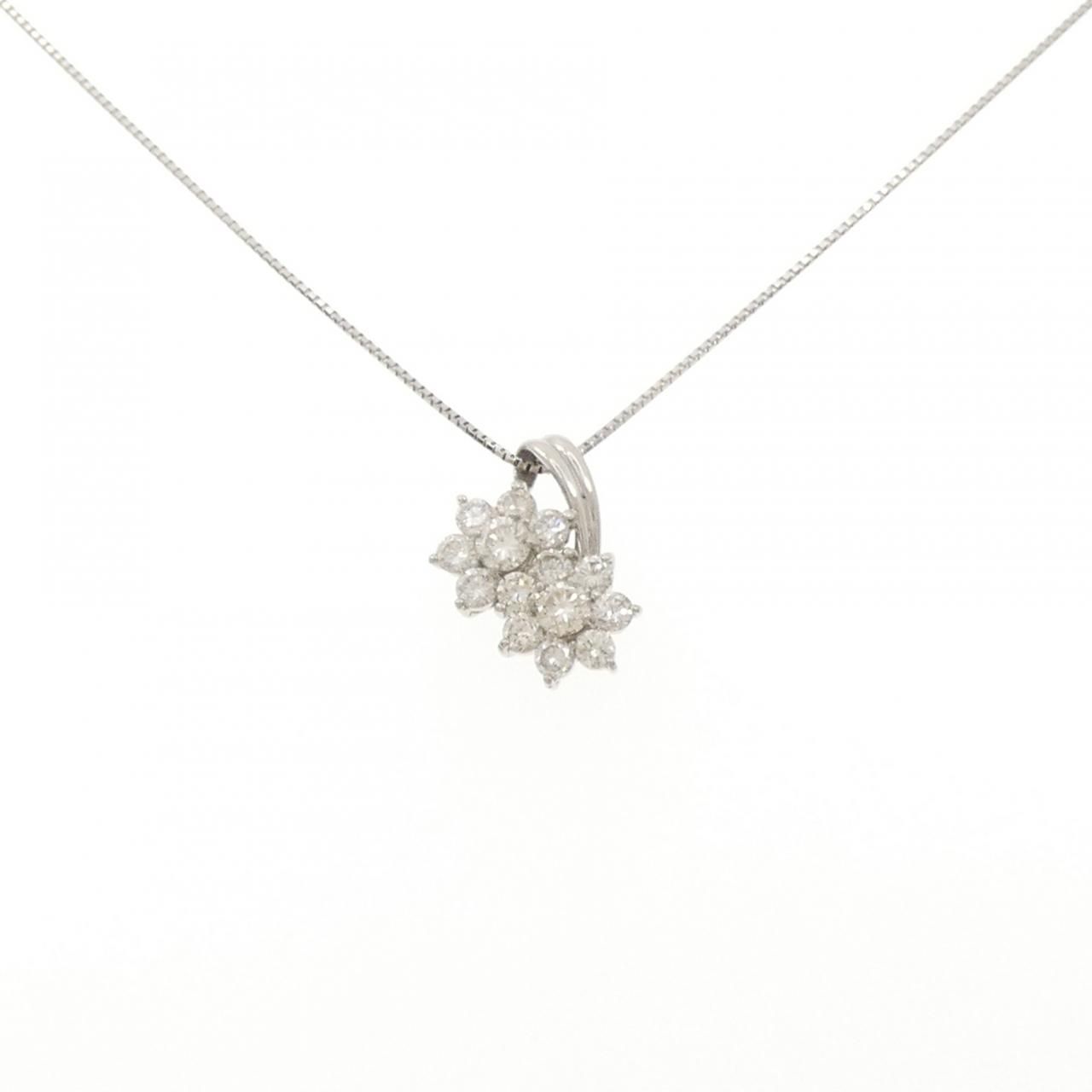 PT900/PT850 フラワー ダイヤモンド ネックレス 1.00CT