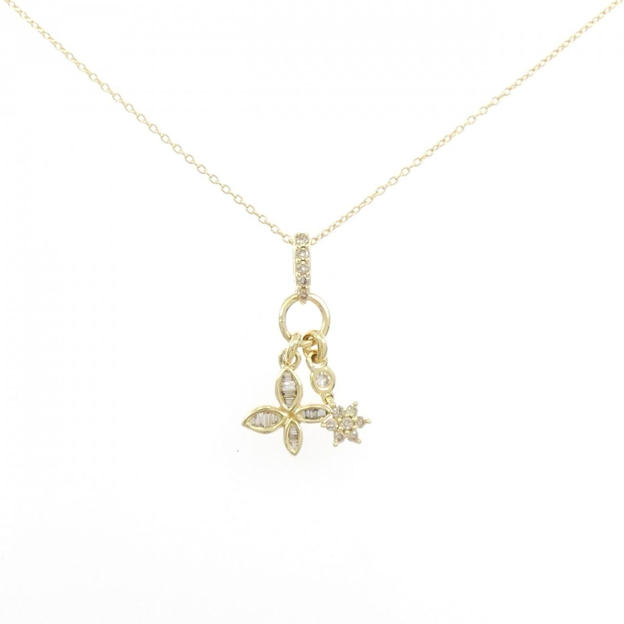 K18YG フラワー ダイヤモンド ネックレス 0.41CT