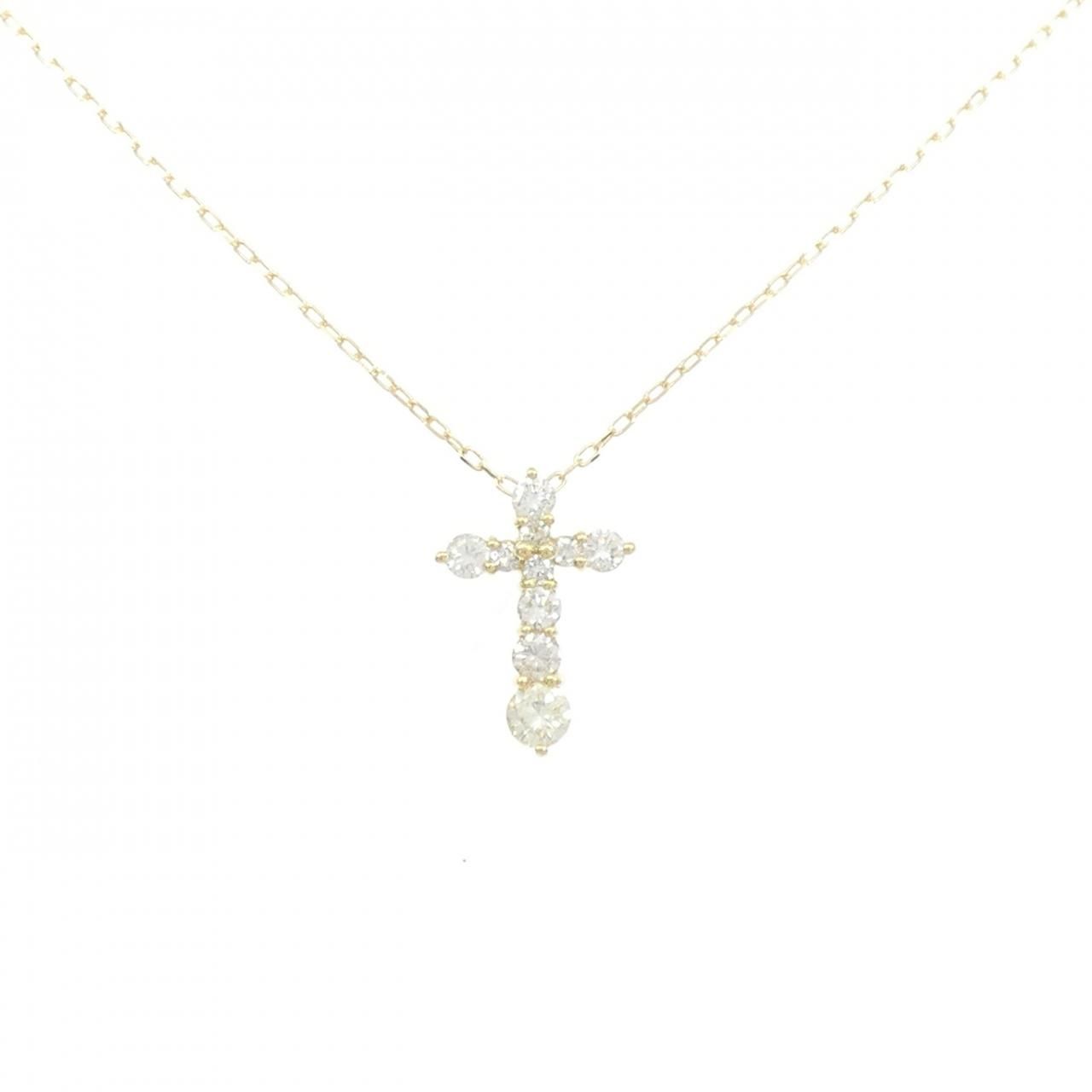 K18YG クロス ダイヤモンド ネックレス 0.51CT