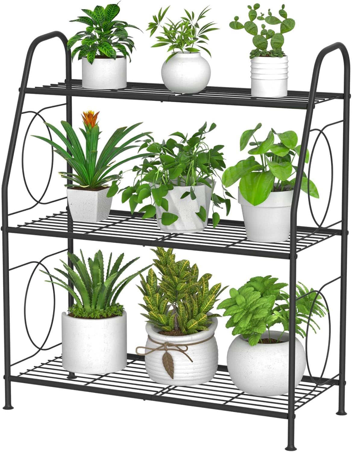 VyGrow 植物スタンド 3段植物棚 屋内屋外用 高耐久 金属製 植物スタンド ホルダーラック リビングルーム バルコニー 庭用as c2cc3743