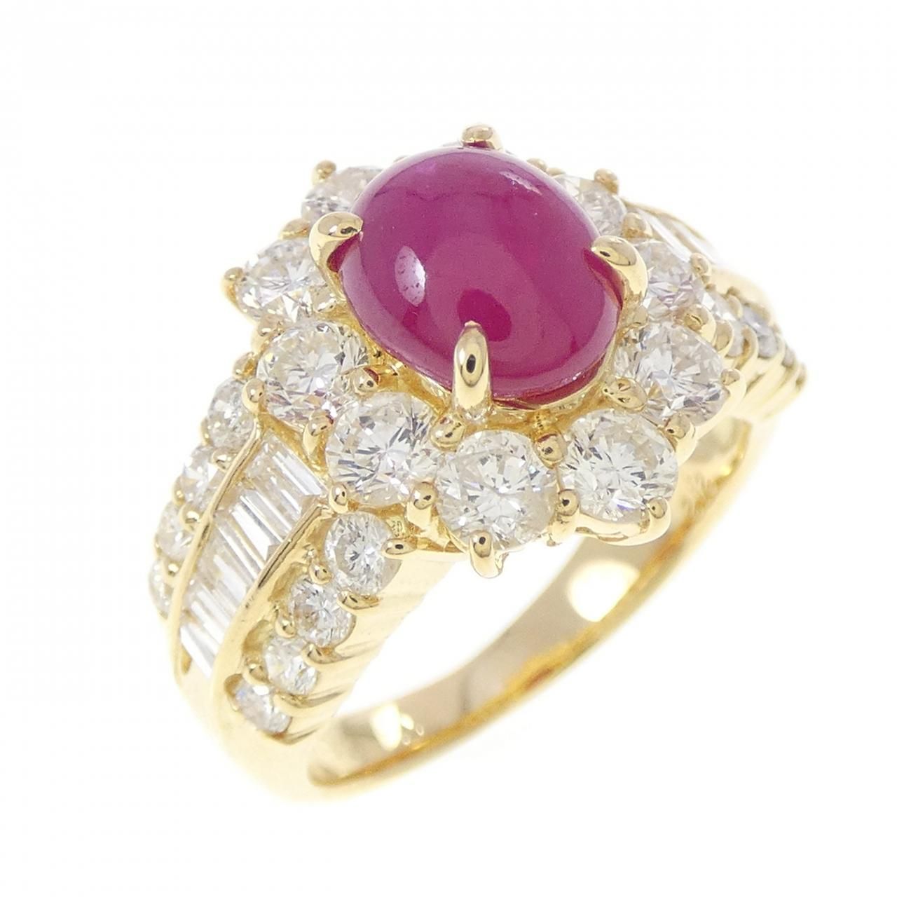 K18YG ルビー リング 2.12CT