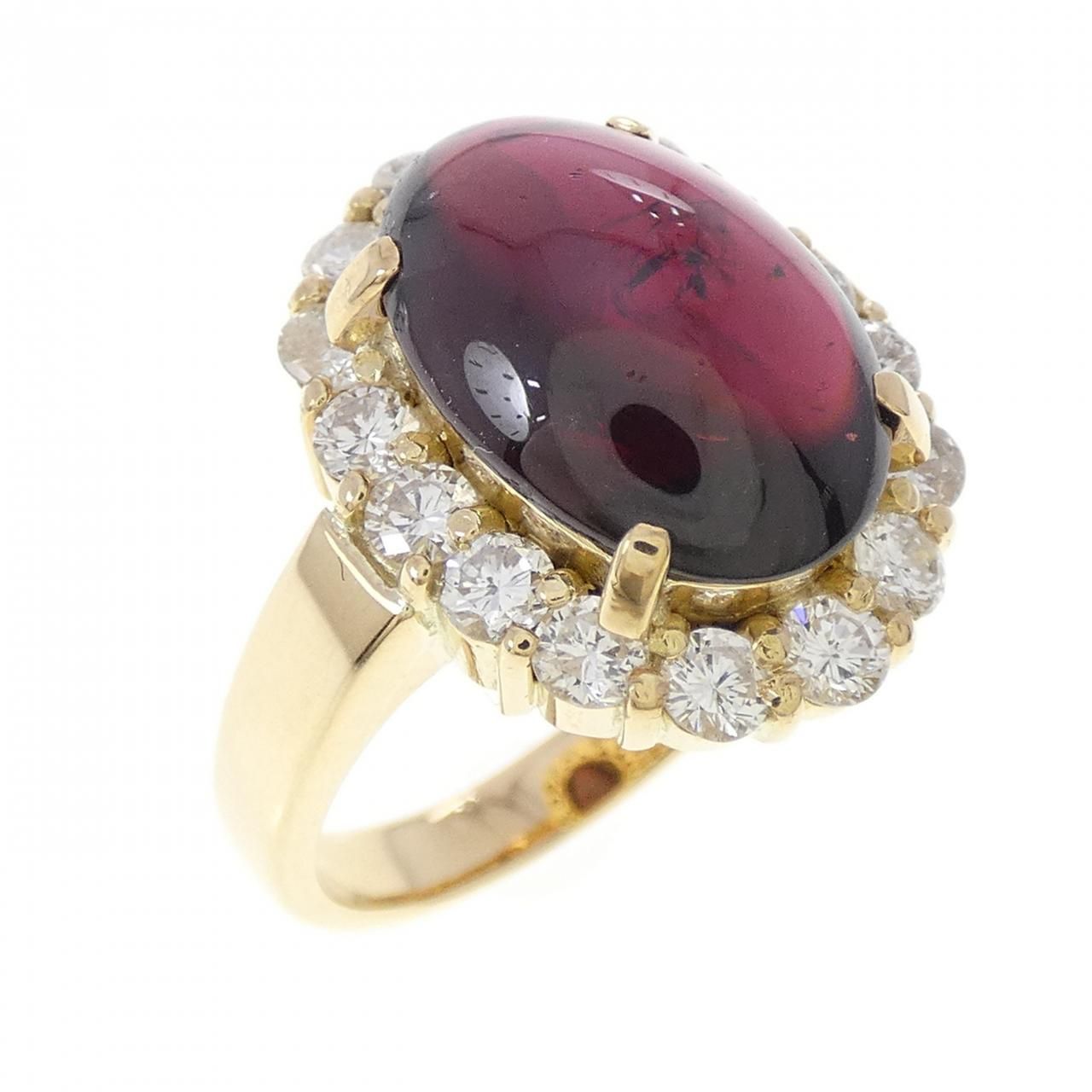 K18YG ガーネット リング 5.72CT