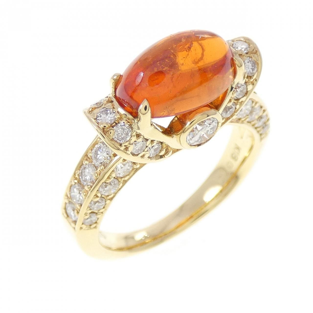K18YG ガーネット リング 3.15CT