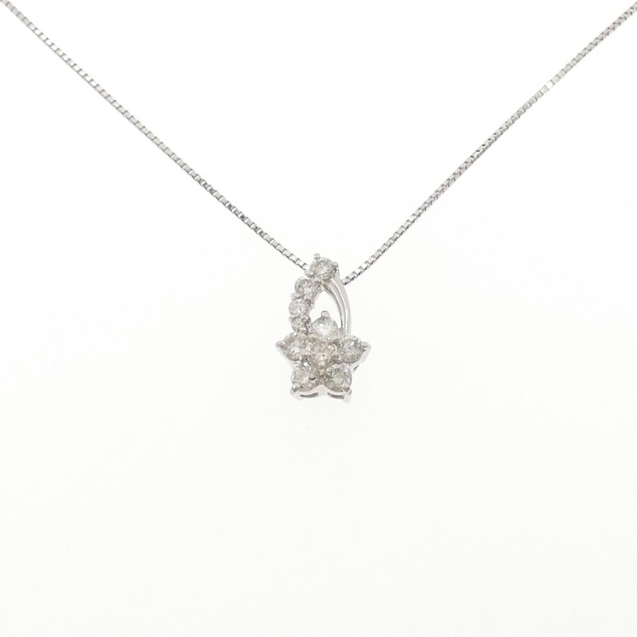 PT900/PT850 フラワー ダイヤモンド ネックレス 0.50CT