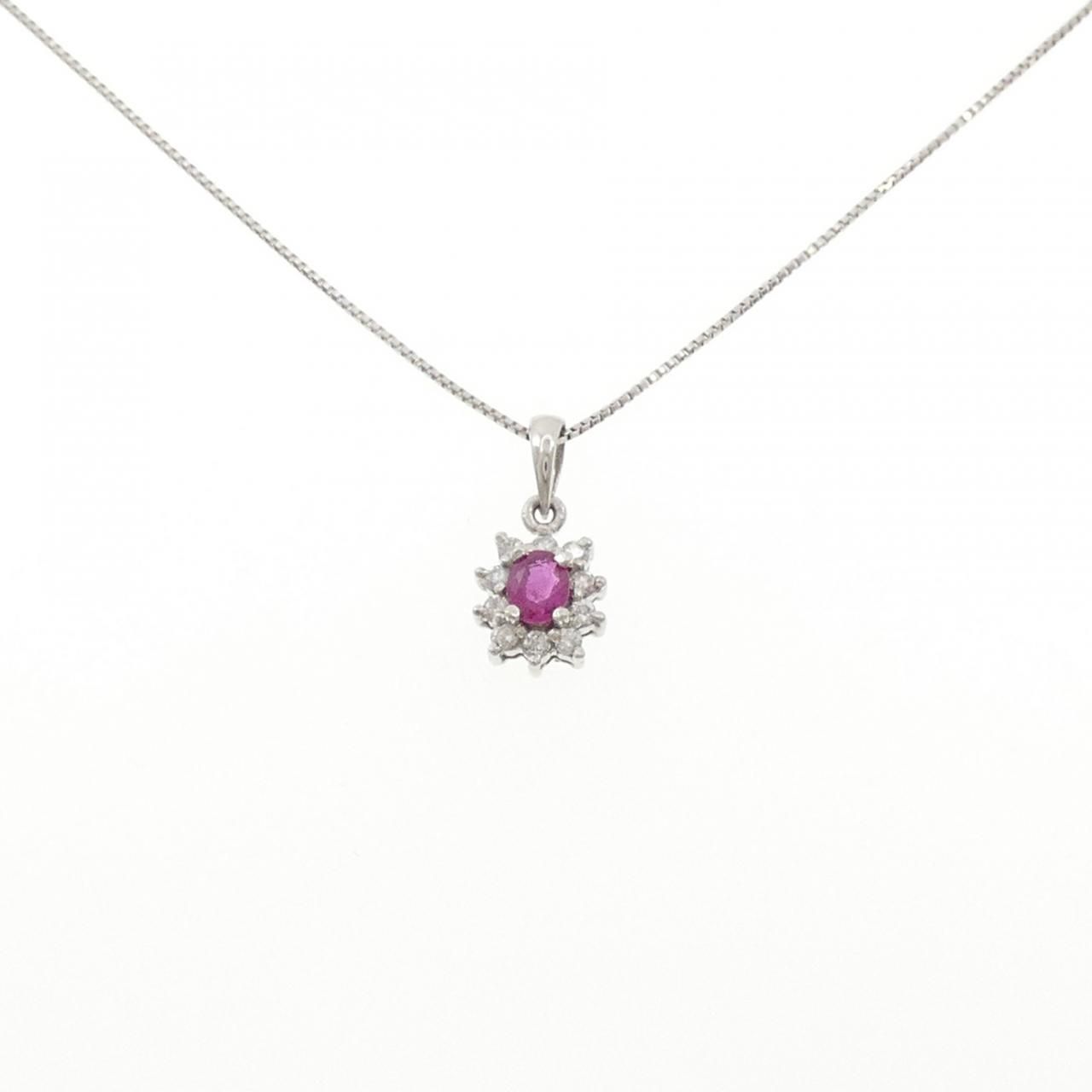 PT900/PT850 ルビー ネックレス 0.21CT