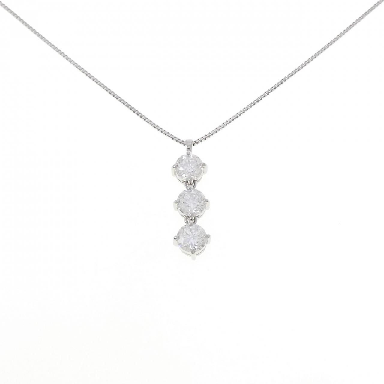 PT900/PT850 スリーストーン ダイヤモンド ネックレス 1.02CT