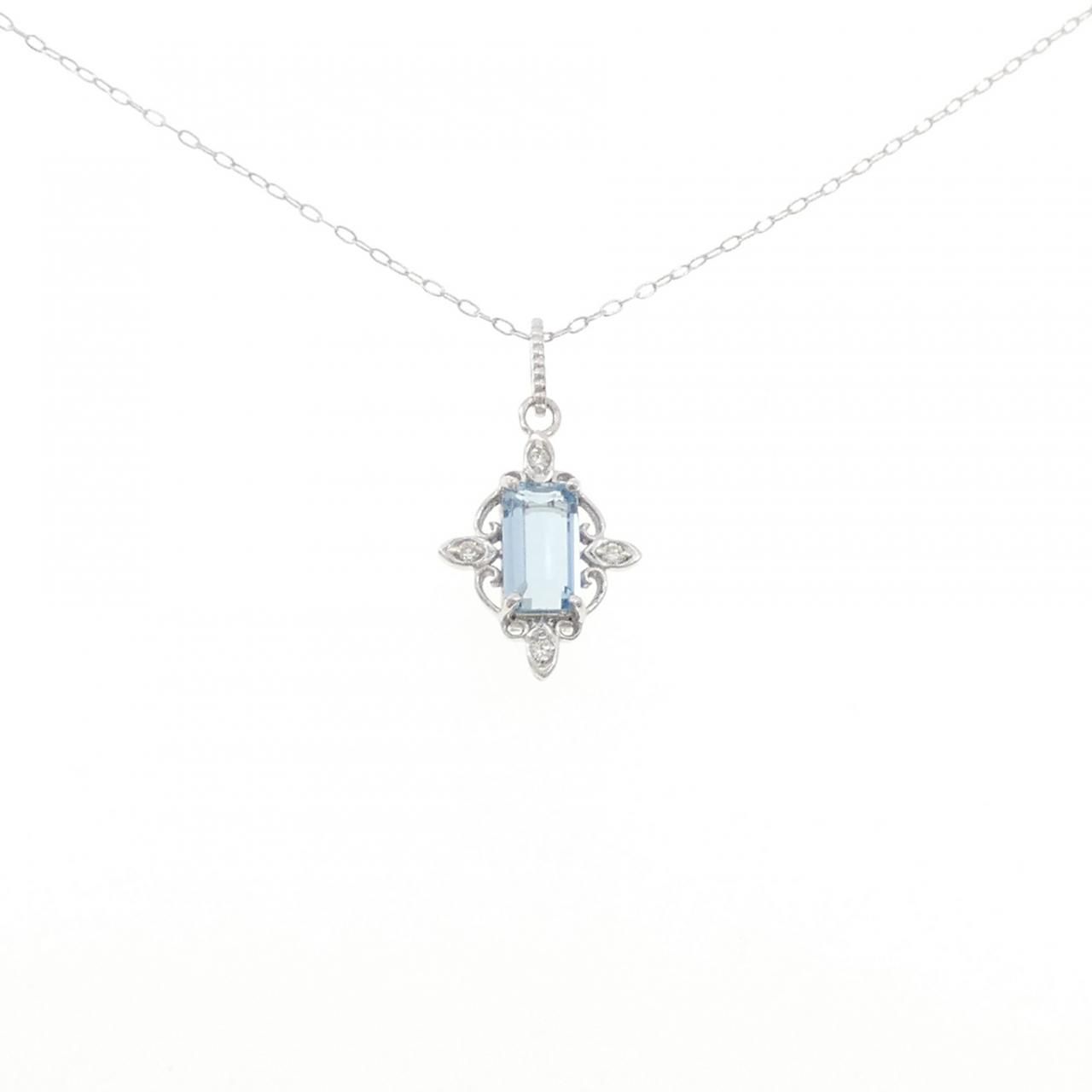 K18WG アクアマリン ネックレス 0.57CT
