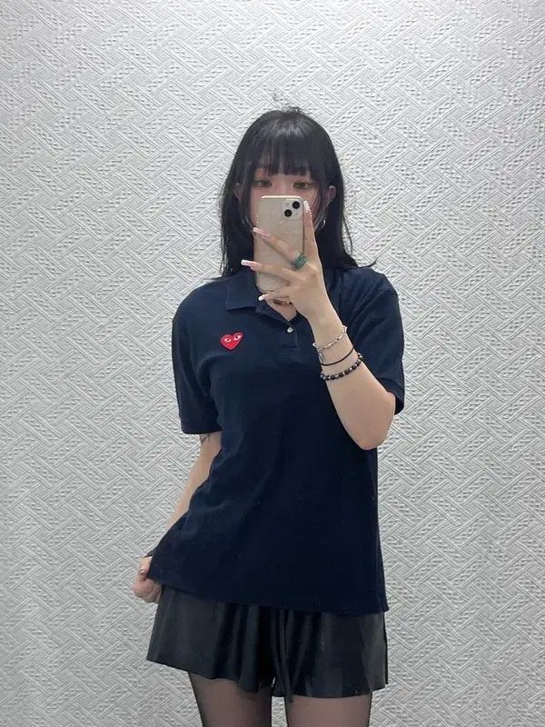 コム・デ・ギャルソン ヴィンテージ カジュアル シック ハート ワッペン 半袖 カラーTシャツ L C12197