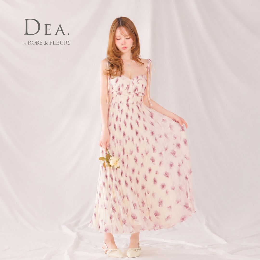 DEA. by ROBE de FLEURS ディアバイローブドフルール DE4643 キャバドレス ロングドレス フレア 花柄 ピンク