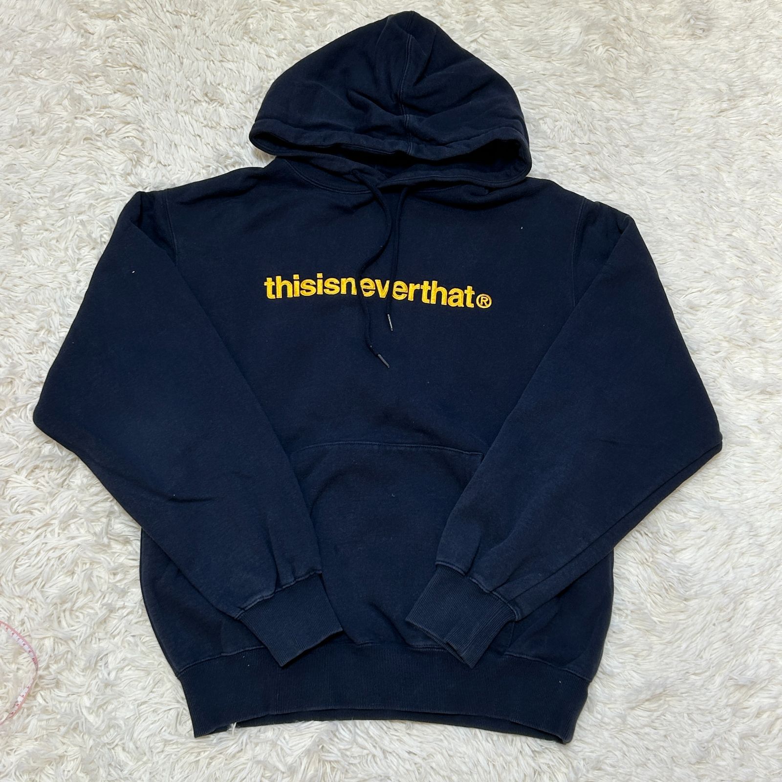 古着 thisisneverthat ディスイズネバーザット 刺繍ロゴ フーディ パーカー ネイビー M 264-1648