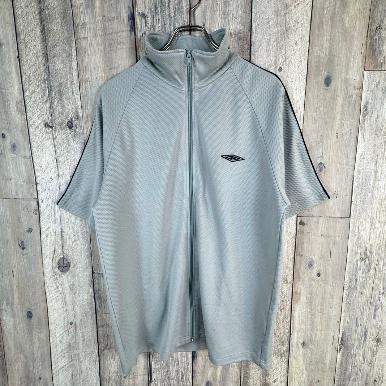 90s umbro ラグラン OLD UMBRO 90s アンブロ グレー ハイネック スタンドネック フルジップ
