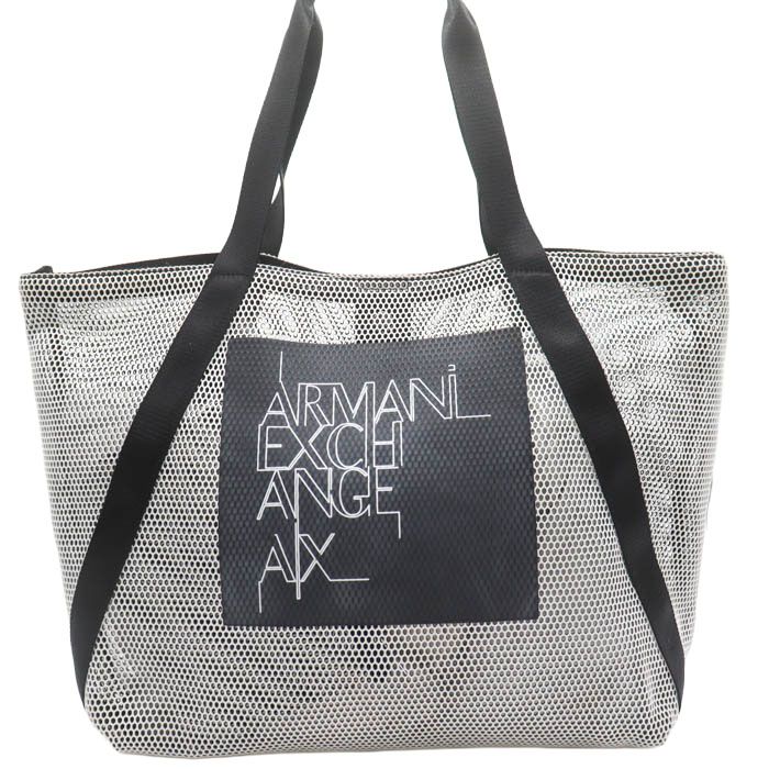 アルマーニエクスチェンジ ロゴ メッシュトートバッグ 鞄 ブランド レディース ブラック ARMANI EXCHANGE 【中古】